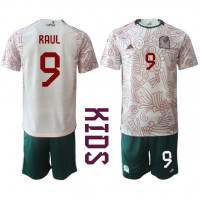 Mexiko Raul Jimenez #9 Vonkajší Detský futbalový dres MS 2022 Krátky Rukáv (+ trenírky)